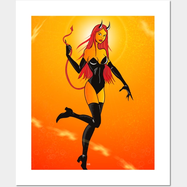 Devil Girl Pin Up Wall Art by Haroldrod